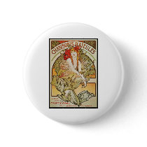 ALPHONSE MUCHA CHANSONS D`AJEULES PINBACK BUTTONS