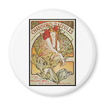 ALPHONSE MUCHA CHANSONS D`AJEULES REFRIGERATOR MAGNETS