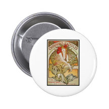ALPHONSE MUCHA CHANSONS D`AJEULES PINBACK BUTTONS