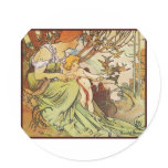 alphonse mucha chocolat mexicain round sticker