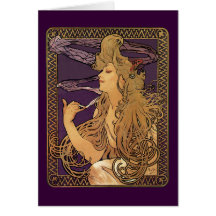 Alphonse Mucha Elegant Woman Artwork Card