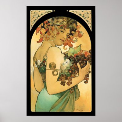 Alphonse Mucha ~ Fruit ( 1897 ) Art Nouveau Print by ArtNouveauDaz