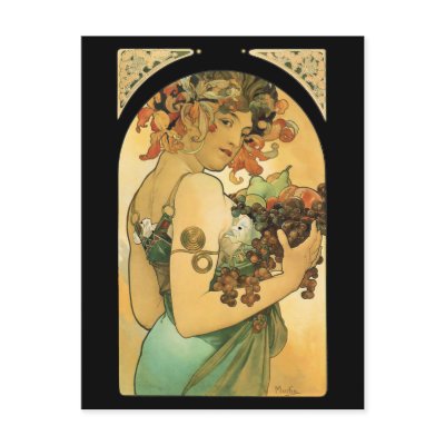 Alphonse Mucha ~ Fruit ( 1897 ) Postcard by ArtNouveauDaz