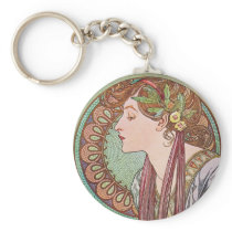 Alphonse Mucha Goddess Art Key Chains