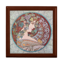 Alphonse Mucha Ivy Art Nouveau Art Tile Gift Box
