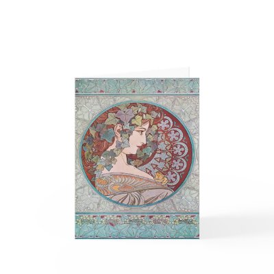 Alphonse Mucha Ivy Art Nouveau Note Cards by imagina