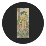Alphonse Mucha L 'Oeillet Carnation Round Stickers
