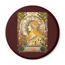 Alphonse Mucha La Plume Refrigerator Magnet
