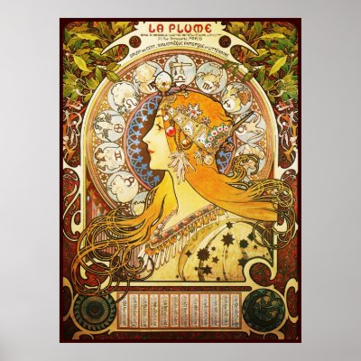 Alphonse Mucha La Plume Poster by vintage_poster