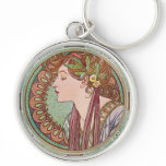 Alphonse Mucha Laurel Art Nouveau Key Chain