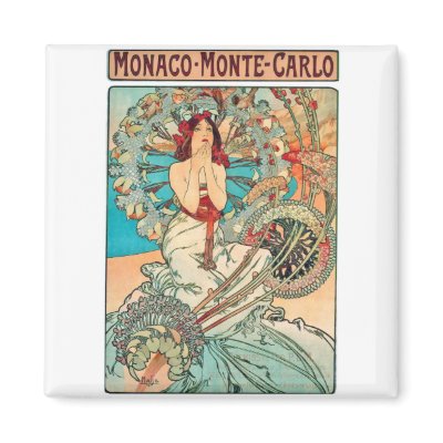 Alphonse Mucha Monaco, Monte-Carlo, 1897 Magnets by MyOtherPlanet