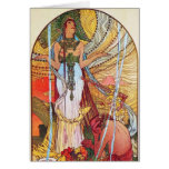 Alphonse Mucha Peacock art Card