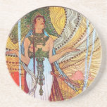 Alphonse Mucha Peacock art Beverage Coasters
