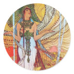 Alphonse Mucha Peacock art Round Stickers