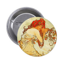 Alphonse Mucha Summer Button