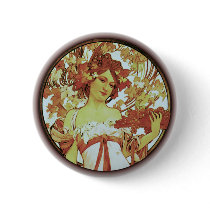 Alphonse Mucha - White Star Pinback Buttons