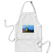 alpine church at evening aprons