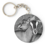 Alpine/Oberhasli goat does sisters photograph bw Keychain