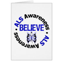ALS Awareness Believe Butterfly Ribbon Greeting Card