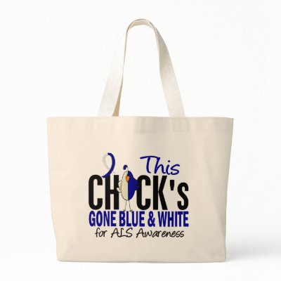 ALS Chick Gone Blue and White Tote Bags by awarenessgifts