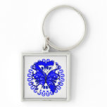 ALS Disease Butterfly Circle of Ribbons keychains