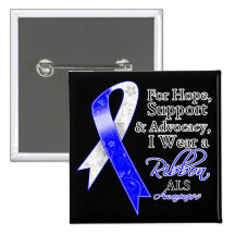 ALS Disease Support Hope Awareness Pinback Buttons