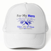 ALS Disease Tribal Ribbon Hero Trucker Hat