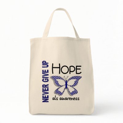 ALS Never Give Up Hope Butterfly 4.1 Tote Bags by awarenessgifts