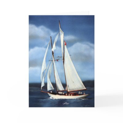 Altair Sailing Yacht Greeting Cards by RainbowCards