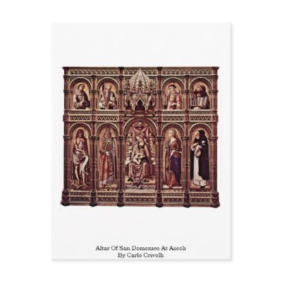 Altar Of San Domenico At Ascoli By Carlo Crivelli Post Card by artpaintings