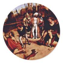 Altarpolyptychon Of San Bartolomeo In Bergamo Pred Round Stickers