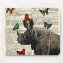 Altered Art Rhinoceros  Butterflies Mousepad mousepads