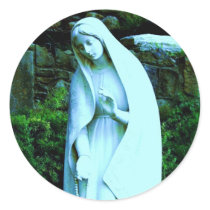 Altered Blue Virgin Mary Round Stickers