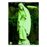 Altered Green Virgin Mary Garden Statue Greeting Cards