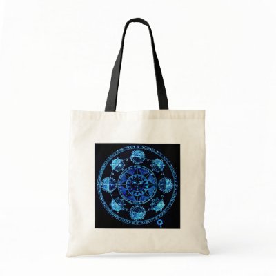 Altered Light Blue Zodiac Sun Eclipses Bags by Biblioartgifts