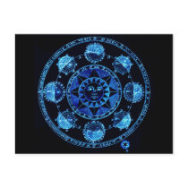 Altered Light Blue Zodiac Sun Eclipses Post Card