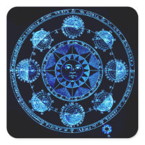 Altered Light Blue Zodiac Sun Eclipses Stickers