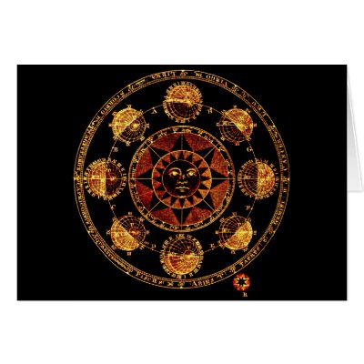 Altered Light Gold Zodiac Sun Eclipses Card by Biblioartgifts