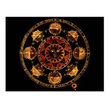 Altered Light Gold Zodiac Sun Eclipses Postcards