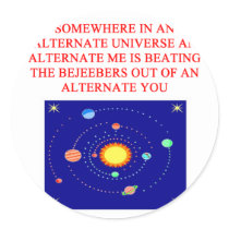alternate universe phsics joke round sticker