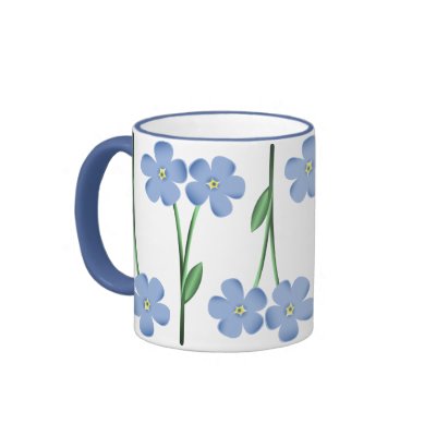 Alternating Blue Flowers Mugs by SunnyvaleDuo