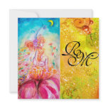 ALTHEA , monogram pink blue yellow green sparkles Personalized Invitation