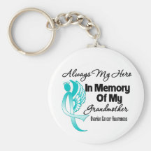 Always Hero In Memory Grandmother Ovarian Cancer Keychain