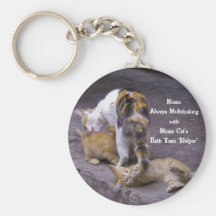 Always Multitasking: Mama Cat's Bath Time Helper Key Chain