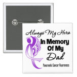 Always My Hero In Memory Dad - Pancreatic Cancer Pinback Buttons