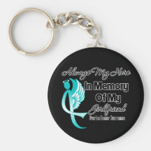 Always My Hero In Memory Girlfriend Ovarian Cancer Keychain