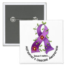 ALZHEIMER’S DISEASE AWARENESS Flower Ribbon 1 Pins
