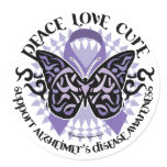 Alzheimers Butterfly Tribal 2 Round Sticker