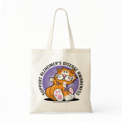 Alzheimers Cat Tote Bags by fightcancertees
