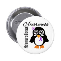 Alzheimer's Disease Awareness Penguin Buttons